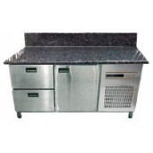 Холодильный стол для пиццы с гранитной столешницей 1 дверь + 2 ящика задний борт (1400х700х850) ТМ Tehma